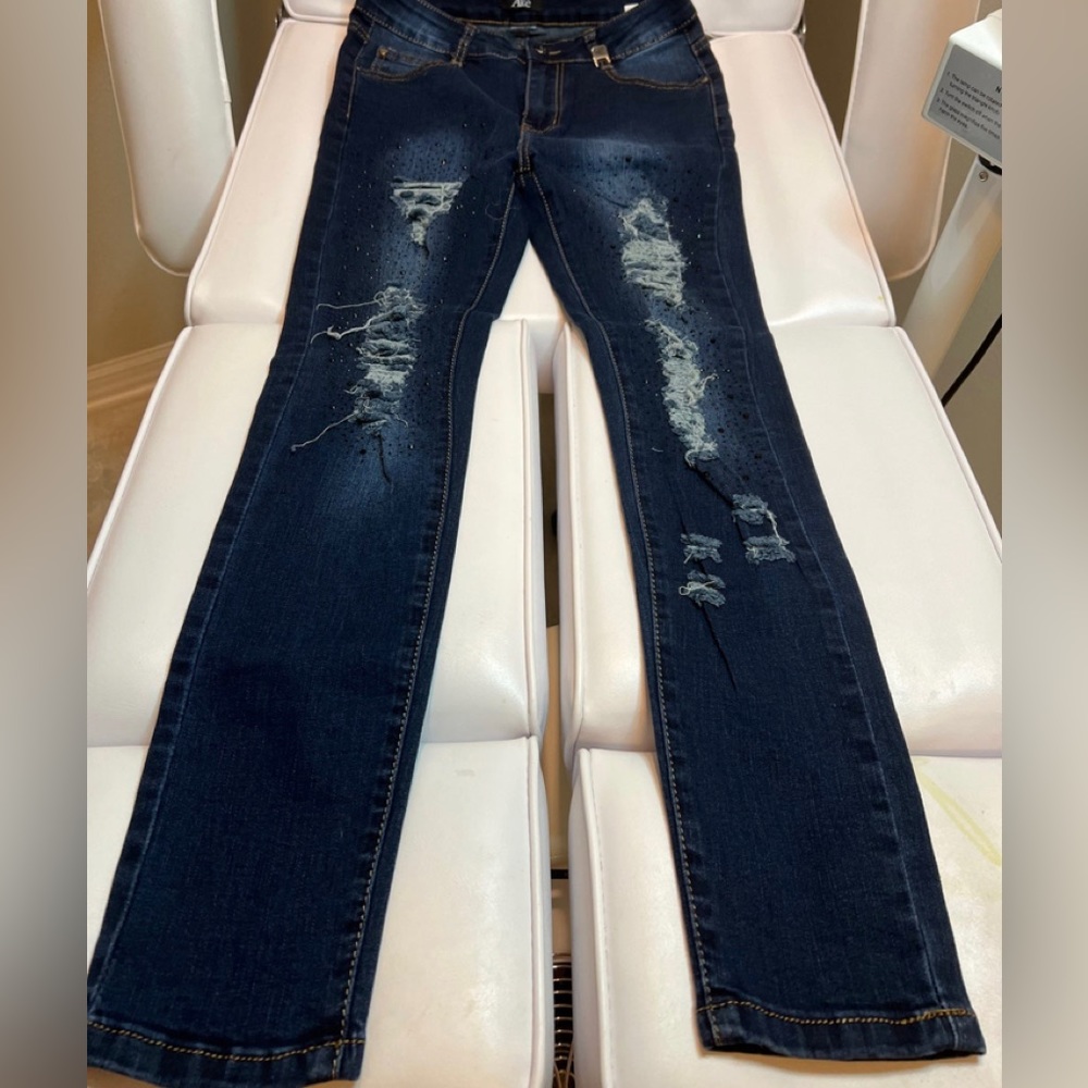 ake women fashion distress jeans sz 44 (sz 27 usa)
